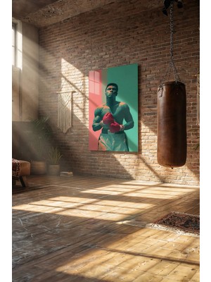 Macrodec Muhammad Ali Pop Art Modern Cam Tablo - MDG-0009 - 4mm Temperli Kırılmaz Cam Duvar Dekoru