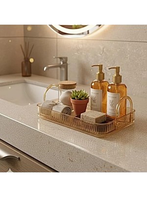Calperia Amber Sarı Banyo Düzenleyici Organizer Raf