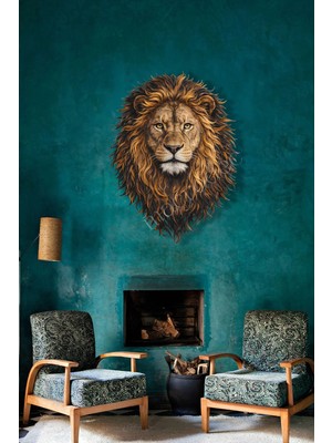 Macrodec Majestic Roar Aslan Başlı Metal Tablo - Gerçekçi Yele Detaylı Duvar Dekoru
