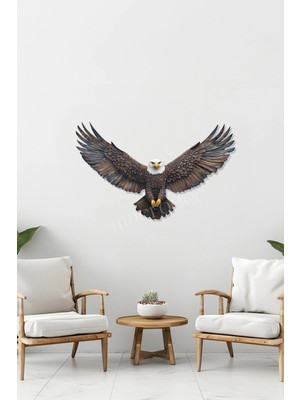 Macrodec Bold Eagle Kartal Figürlü Metal Tablo - Modern Vahşi Doğa Temalı Siyah Lazer Kesim Duvar Dekoru