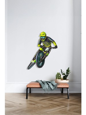 Macrodec Bisiklet Sürüşü Metal Tablo - Dinamik Spor Temalı Siyah Lazer Kesim Modern Duvar Dekoru