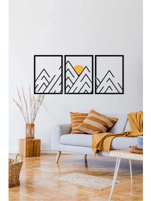 Macrodec First Light – Ilk Işık Dağ Manzaralı 3’lü Metal Tablo Seti