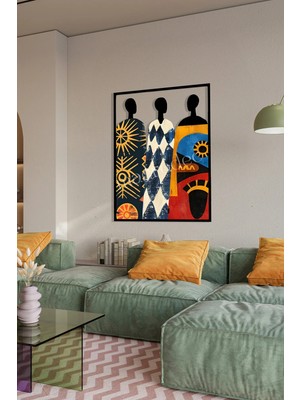 Macrodec Tribal Harmony Metal Duvar Tablosu – Soyut Afrika Kadın Figürlü Modern Dekor