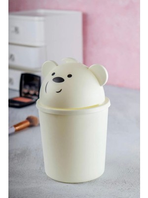 PremiumPort Sevimli Ayıcık Tasarımlı 1 Lt Mini Masaüstü Çöp Kutusu