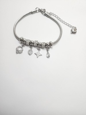 Stainless Steel Kristal Taşlı ve Yıldız Figürlü Çelik Bileklik
