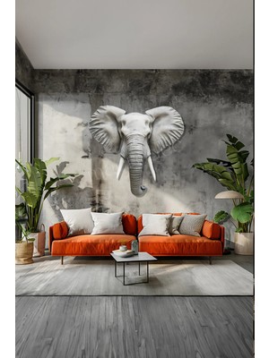 Macrodec Fil Başı Metal Duvar Tablosu – Güç ve Asalet Temalı Modern Dekor