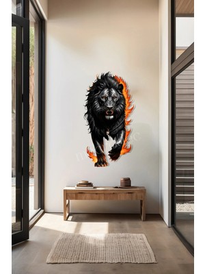 Macrodec Flameclaw Alev Pençesi Metal Tablo - Modern Hayvan Figürlü Siyah Lazer Kesim Duvar Dekoru