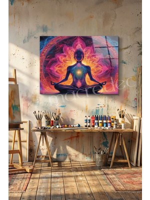 Macrodec Zen Ruhu Meditasyon ve Mandala Cam Tablo - 4mm Temperli Kırılmaz Cam Duvar Dekoru