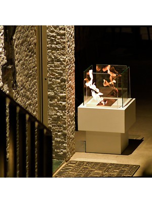 Starfire Tower Beyaz Taşınabilir Bioethanol Şömine – Dumansız, Kokusuz