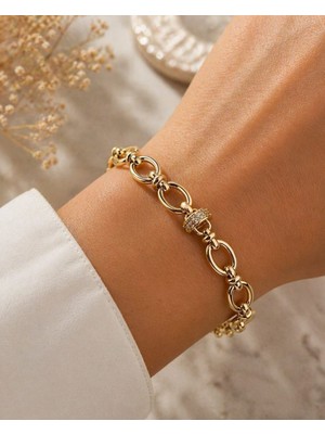 cm Jewelry Oval Zincir Bileklik – Gold Premium Şık Tasarım | Ayarlanabilir