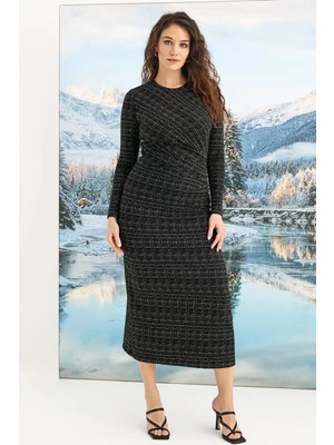 Modenya Desenli Uzun Kollu Elbise