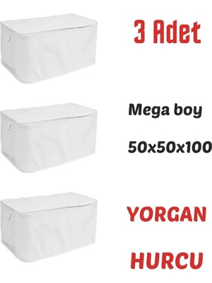 AY Home  3  Adet  Çeyizlik Büyük Boy Yorgan Döşek  Yastık   Hurcu  100 X 50 X 50 Cm  Fermuarli Kalın  Tela Kumaş Mega Boy  Hurç