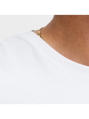Jack & Jones Büyük Beden Gögüs Baskili Sifir Yaka Tisört - Logo