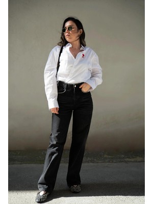 Vor Nişantaşı Kadın Beli Taşlı Zincirli Jean Pantolon