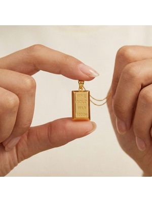 Bilezikci Altın Külçe Kolye Ucu - Fine Gold Modern Tasarım