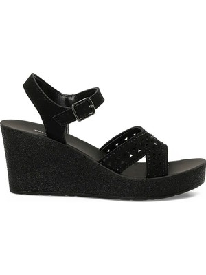 Polaris 409103.Z Siyah Kadın Dolgu Topuk Sandalet