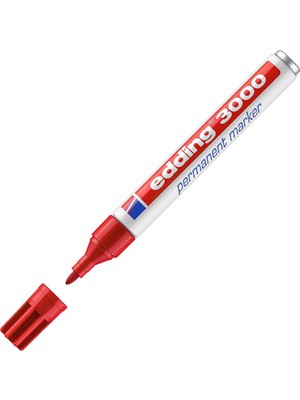 Edding 3000 Markör Permanent Kalemi 1.5-3 Mm Kırmızı Yuvarlak Uçlu (10 Lu Paket)