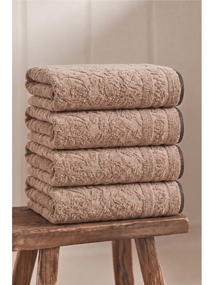Anılsan 4'lü Harmony Bej El Havlusu - 50X90 Cm, 230GR, %100 Pamuk