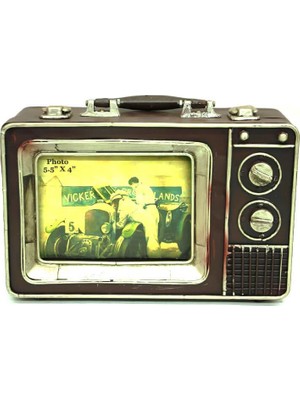 Elwes Dekoratif Metal Televizyon Bavul Vintage Biblo Hediyelik