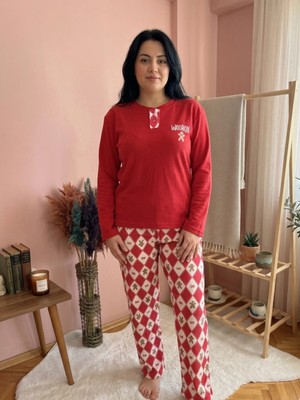 Woohoo Thermal Kareli Desenkli Yumuşacık Kadın Pijama Takımı