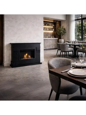Starfire Classic Design Siyah Taşınabilir Bioethanol Şömine – Dumansız, Kokusuz