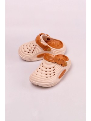 The Red Kids Kapalı Unisex Kaymaz Taban Ekru-Taba Çocuk Terlik 26-35 Numara