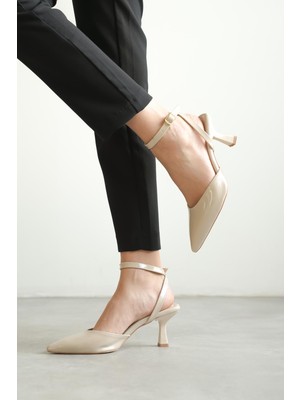 Zerenyus Phuket Premium Bej Rugan Topuklu Ayakkabı