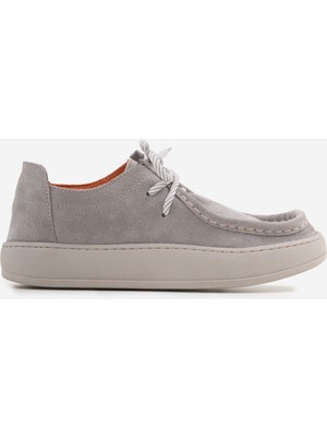 Shoemark Stay Gri Hakiki Deri Süet Kadın  Loefer