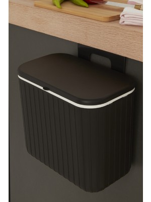 PremiumPort 8 Lt Siyah Çöp Kovası, Şık ve Dayanıklı Ev ve Ofis Gereçleri