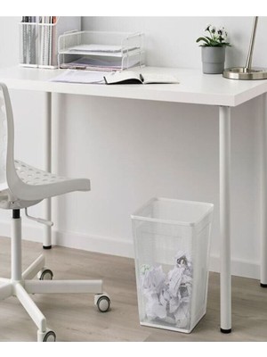 PremiumPort 35 cm Beyaz Çelik Fileli Çöp Kutusu Sepeti, Dayanıklı ve Şık Tasarım
