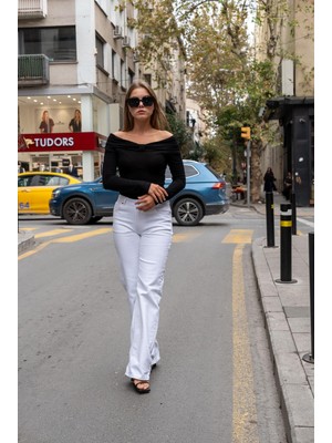 Vor Nişantaşı Kadın Kayık Yaka Uzun Kollu Bluz