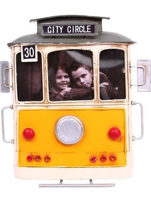 Elwes Dekoratif Metal Çerçeve Tramvay Temalı Vintage Hediyelik