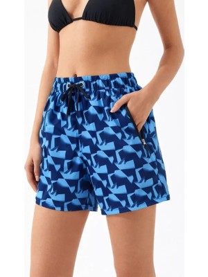 Trend Cojans Deniz Şortu Fermuarlı Cepli File Astarlı Hızlı Kuruyan Premium - Mavi