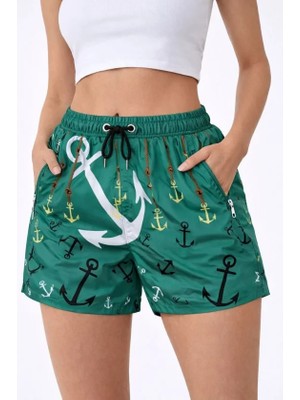 Trend Cojans Deniz Şortu Fermuarlı Cepli File Astarlı Hızlı Kuruyan Premium - Su Yeşili