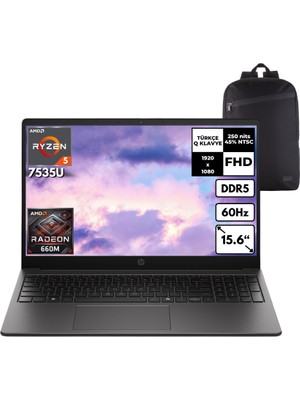 Hp 255R Ryzen 5-7535U 40-Gbddr5 4 Tbssd 15.6" Windows 11 Home + Hmf Sırt Çantası D30M3ETHMF55