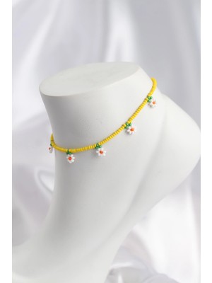 Uravas Store Sarı Renk Boncuklu Papatya Motifli Halhal