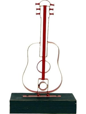 Elwes Obje Gitar Ahşap Standlı Biblo Dekoratif Ev Ofis Hediyelik