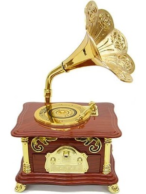 Elwes Gramofon Ayaklı Müzikli Vintage Müzik Kutusu Hediyelik