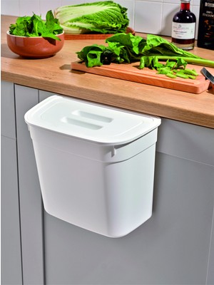 PremiumPort 7 Lt Mutfak Tezgah Üstü ve Dolap Askılı Çöp Kutusu