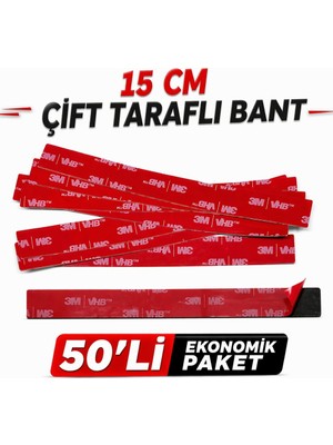 Sitball 3m Vhb Süper Güçlü Çift Taraflı Bant 50 Adet  – Iz Bırakmaz, Tüm Yüzeylere Uyumlu