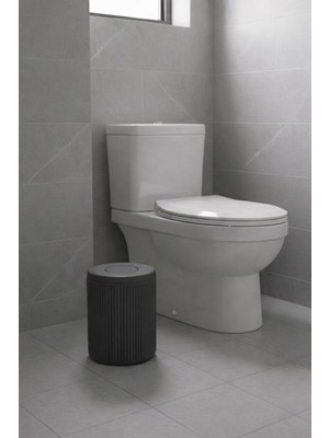 PremiumPort Şık Antrasit/gri Akrilik Çöp Kovası, 5 Litre, 25CM, Kolay Temizlik