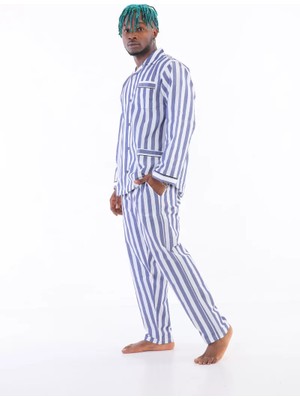 Modenya Kocabey 4007 Uzun Kol Çizgili Gaffur Erkek Pijama Takım