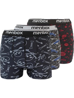 Die Grup 3 Adet Likralı Erkek Boxer Karışık Desenli Pamuklu