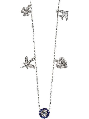 Elwes 925 Ayar Gümüş Nazarlı Şans Kadın Gümüş Kolye