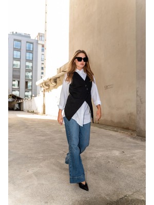 Vor Nişantaşı Kadın Tasarım Asimetrik Kesim Sırtı Dekolteli Yelek