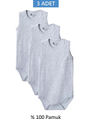 Die Grup Gri Askılı Body Zıbın 2-7 Yaş Çocuklar Için (3 Adet) Alttan Çıtçıtlı Özel Gereksinimli