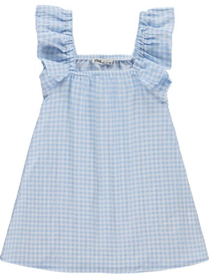 Civil Girls Ekose Desenli 2-5 Yaş Elbise - Mavi