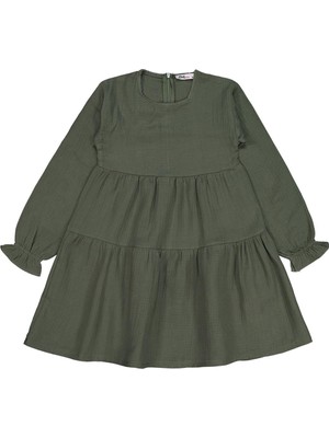 Civil Girls Kat Kat 6-9 Yaş Elbise - Haki