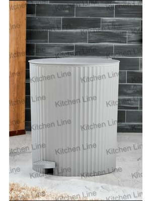 PremiumPort Yuvarlak Çizgili 8lt Banyo ve Mutfak Çöp Kovası, Şık ve Fonksiyonel