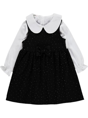 Civil Girls Taş Baskılı 2-5 Yaş Elbise - Siyah